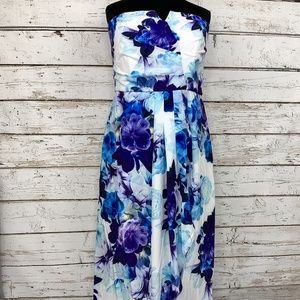 NWT City Chic 20 Blue Bloom Wrap Drape Maxi Dress